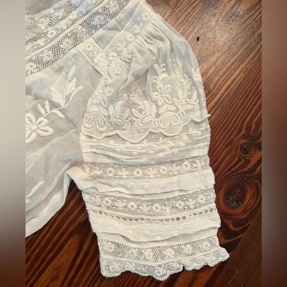 LOVESHACKFANCY Quincy Mini Dress Embroidered Ruffle Dress Size Medium EUC - Picture 9 of 12